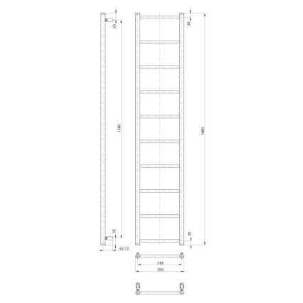 Sapho - Kúpeľňový radiátor DINA 334W 35x168 cm biela