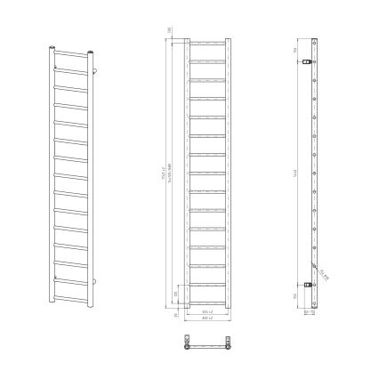 Sapho - Kúpeľňový radiátor DINA 335W 30x174 cm biely