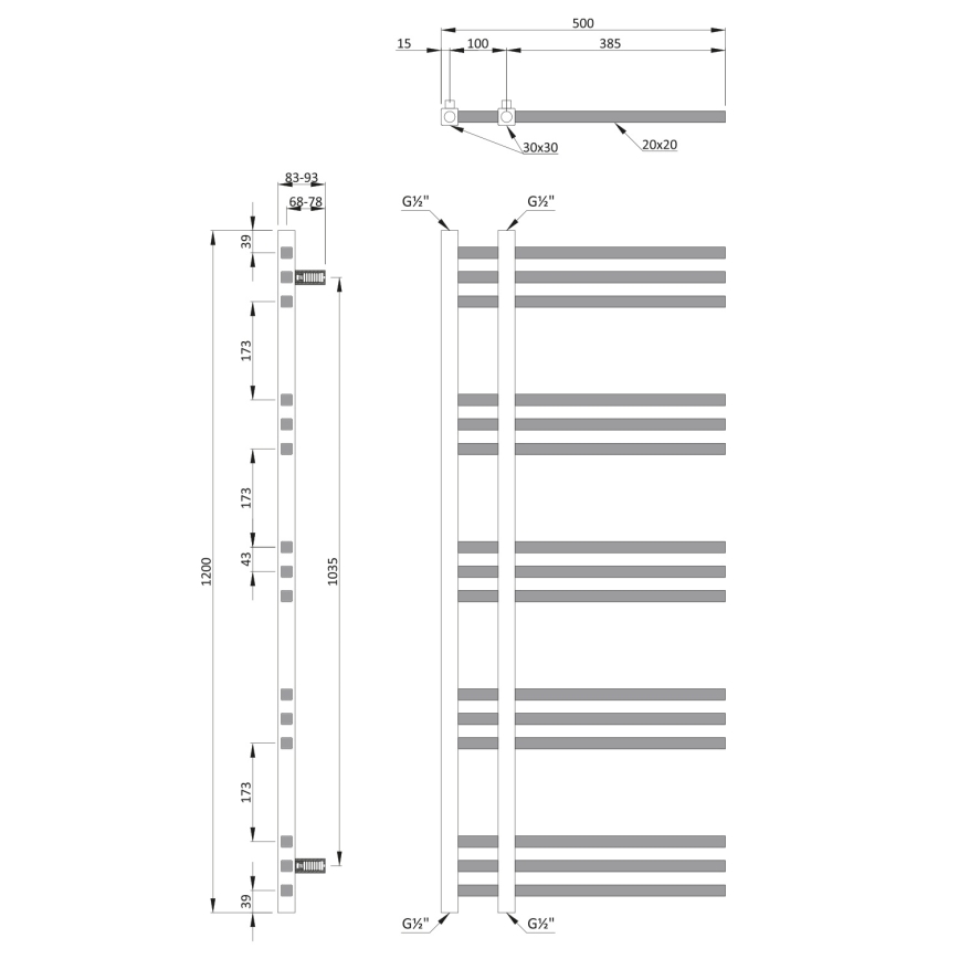 Sapho - Kúpeľňový radiátor MAGDALENA 408W/230V 50x120 cm lesklý chróm