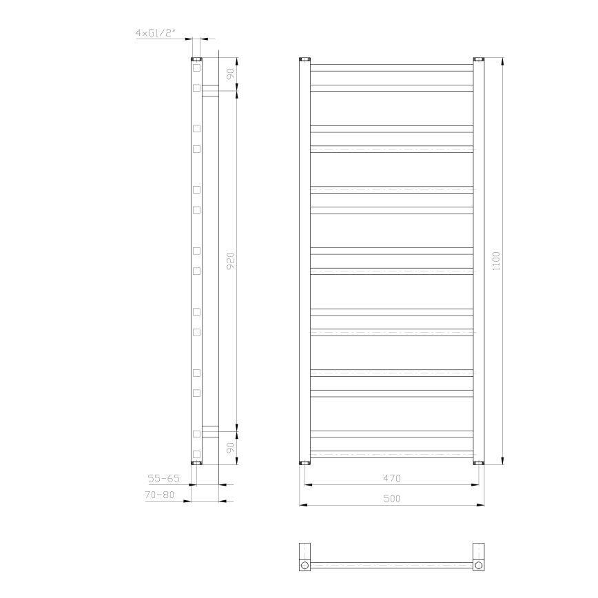 Sapho - Kúpeľňový radiátor METRO DOS 110x50 cm matná biela