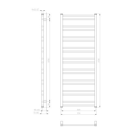 Sapho - Kúpeľňový radiátor METRO DOS 143 x 55 cm, matná biela