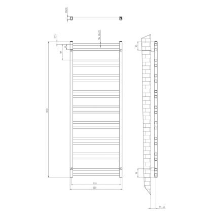 Sapho - Kúpeľňový radiátor METRO DOS 143x55 cm matná čierna
