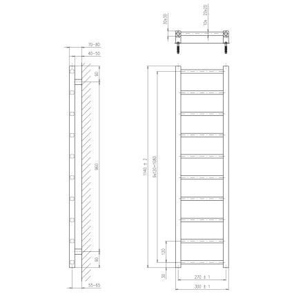Sapho - Kúpeľňový radiátor METRO LIGHT 114x30 cm lesklý chróm