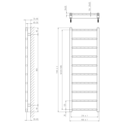 Sapho - Kúpeľňový radiátor METRO LIGHT 114x40 cm lesklý chróm