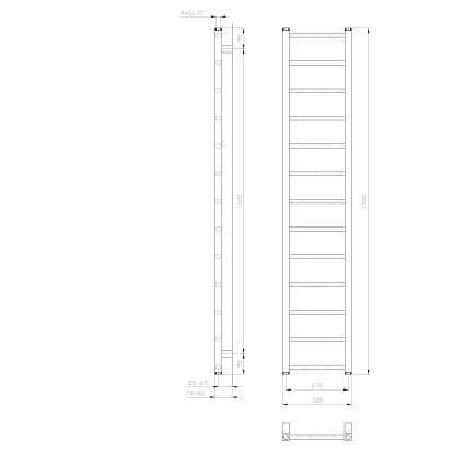 Sapho - Kúpeľňový radiátor METRO LIGHT 150x30 cm biela