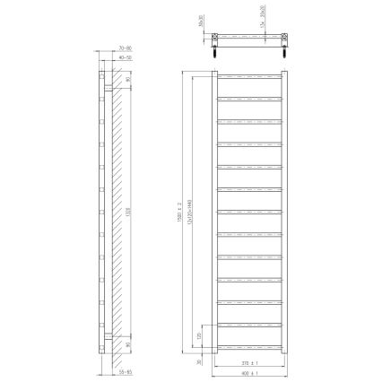 Sapho - Kúpeľňový radiátor METRO LIGHT 150x40 cm lesklý chróm