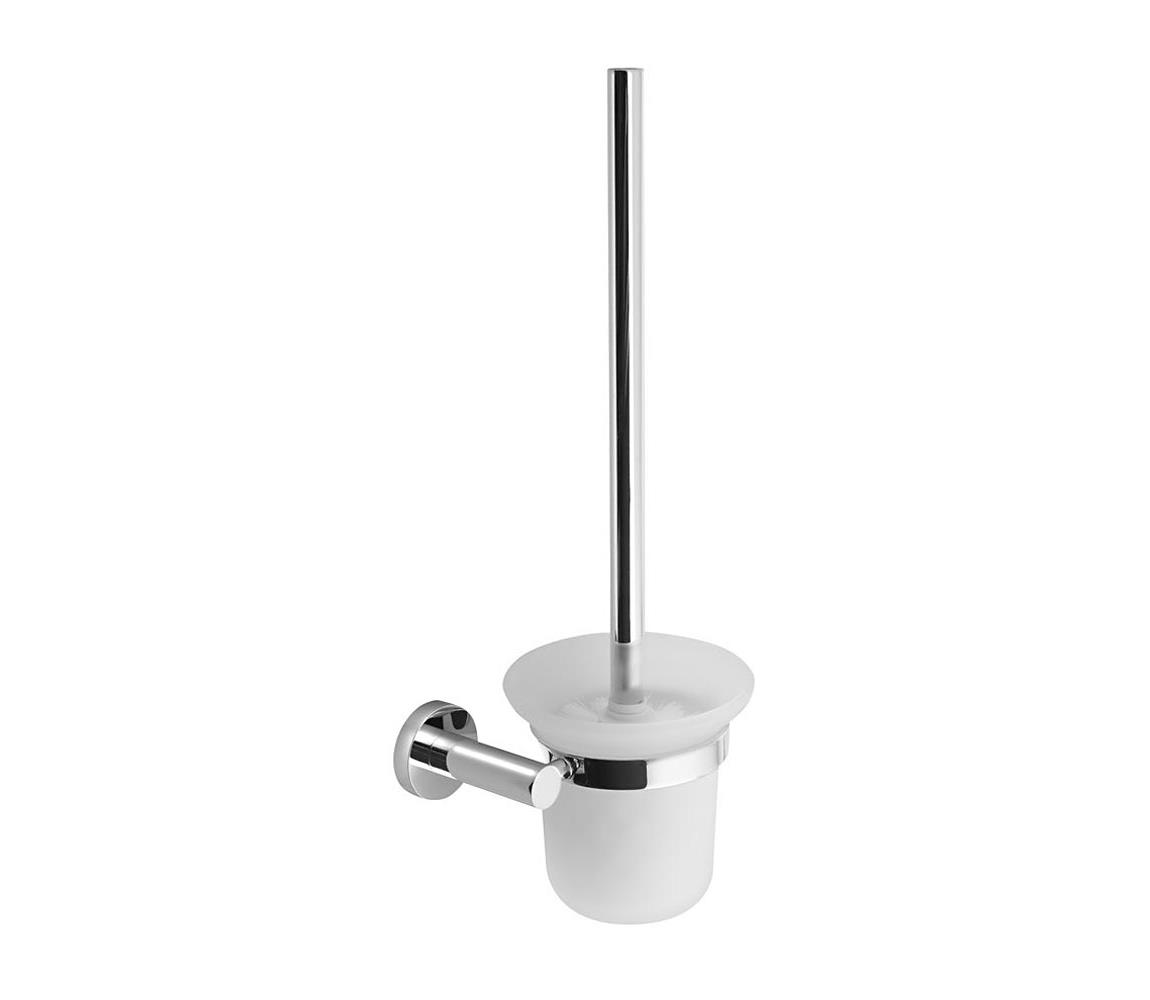 Sapho - Nástenná WC kefa X-ROUND mliečne sklo/lesklý chróm XR323