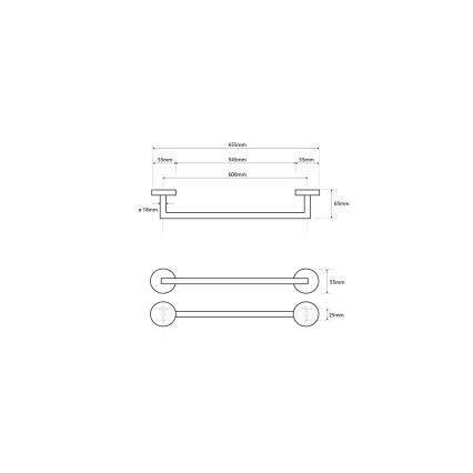 Sapho - Nástenný vešiak na uteráky X-ROUND 6,5x65,5 cm lesklý chróm