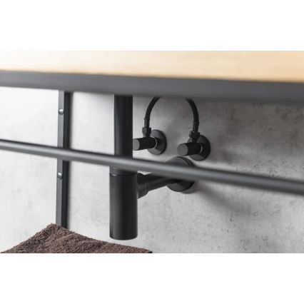 Sapho - Rohový ventil s guľatou rozetou / matná čierna