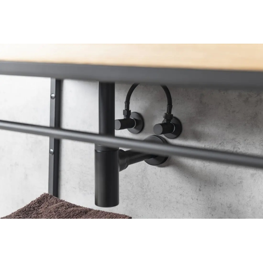 Sapho - Rohový ventil s guľatou rozetou / matná čierna