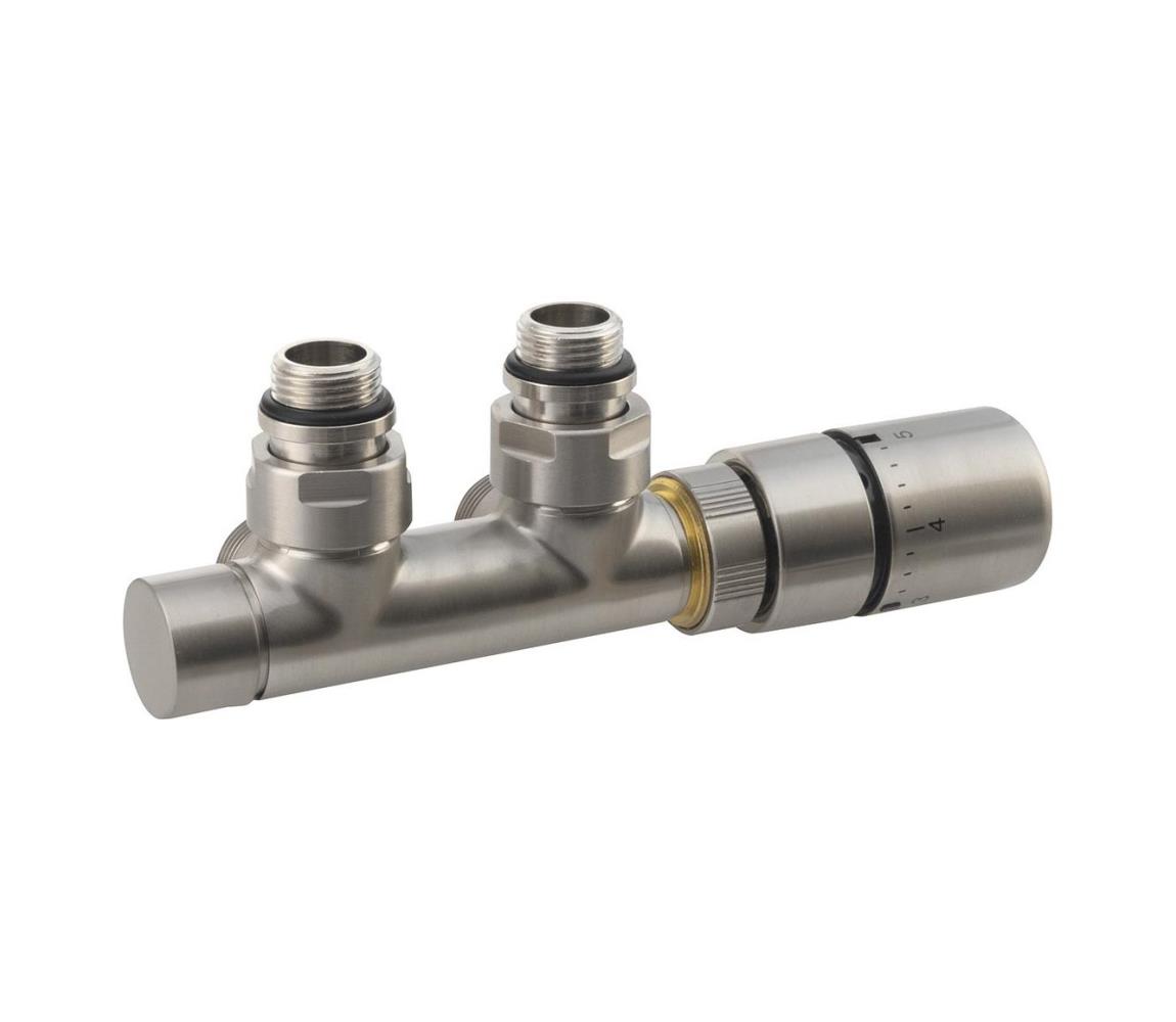 Sapho - Termostatická pripojovacia sada TWIN pre stredové pripojenie, matná nerezová oceľ CP3520S