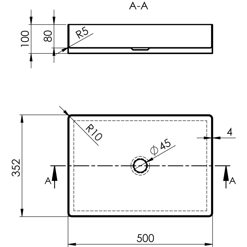 Sapho - Umývadlo na dosku AURUM 50x35 cm antracit