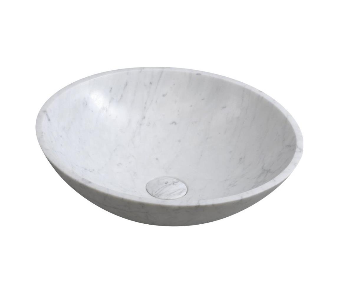 Sapho - Umývadlo na dosku BLOK, priemer 42 cm, kameň/Carrara/matná biela 2401-42
