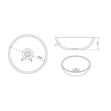 Sapho - Umývadlo na dosku PRIORI pr. 41 cm keramika/hnedá
