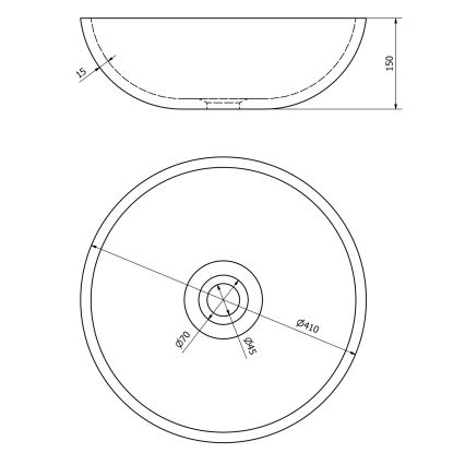 Sapho - Umývadlo na dosku PRIORI, priemer 41 cm, keramika/šedá