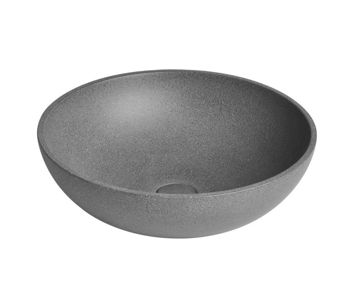 Sapho - Umývadlo na dosku TURF, priemer 44 cm, betón/čierny granit AR436