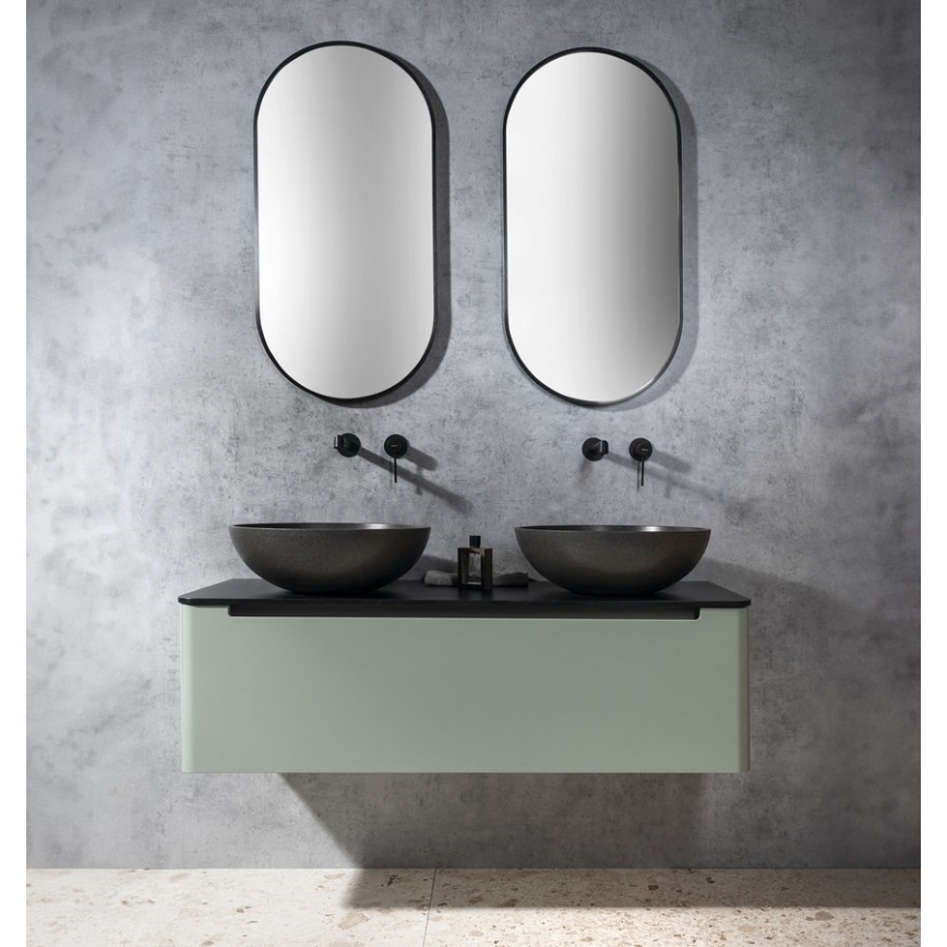 Sapho - Umývadlo na dosku TURF, priemer 44 cm, betón/čierny granit