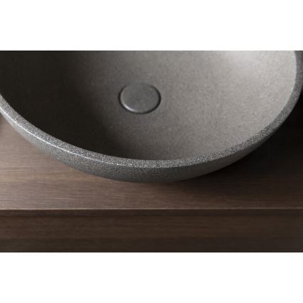 Sapho - Umývadlo na dosku TURF, priemer 44 cm, betón/čierny granit