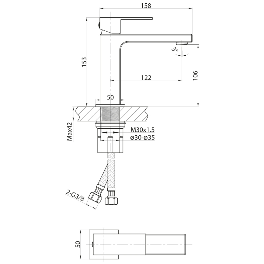Sapho - Umývadlová batéria CUBEMIX 15 cm matná zlatá