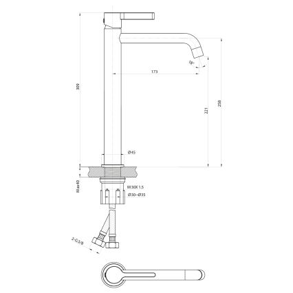 Sapho - Umývadlová batéria ICONIC 30,9 cm lesklý chróm
