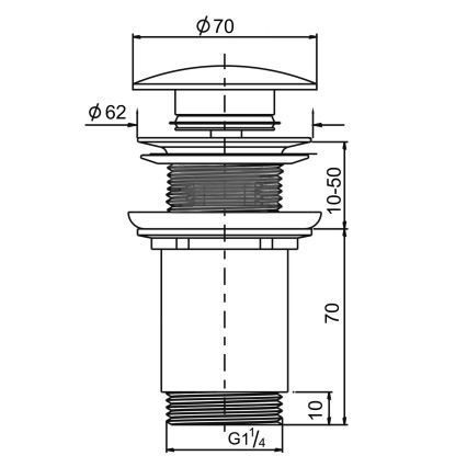 Sapho - Umývadlová vpusť, priemer 7 cm, matná čierna/lesklý chróm