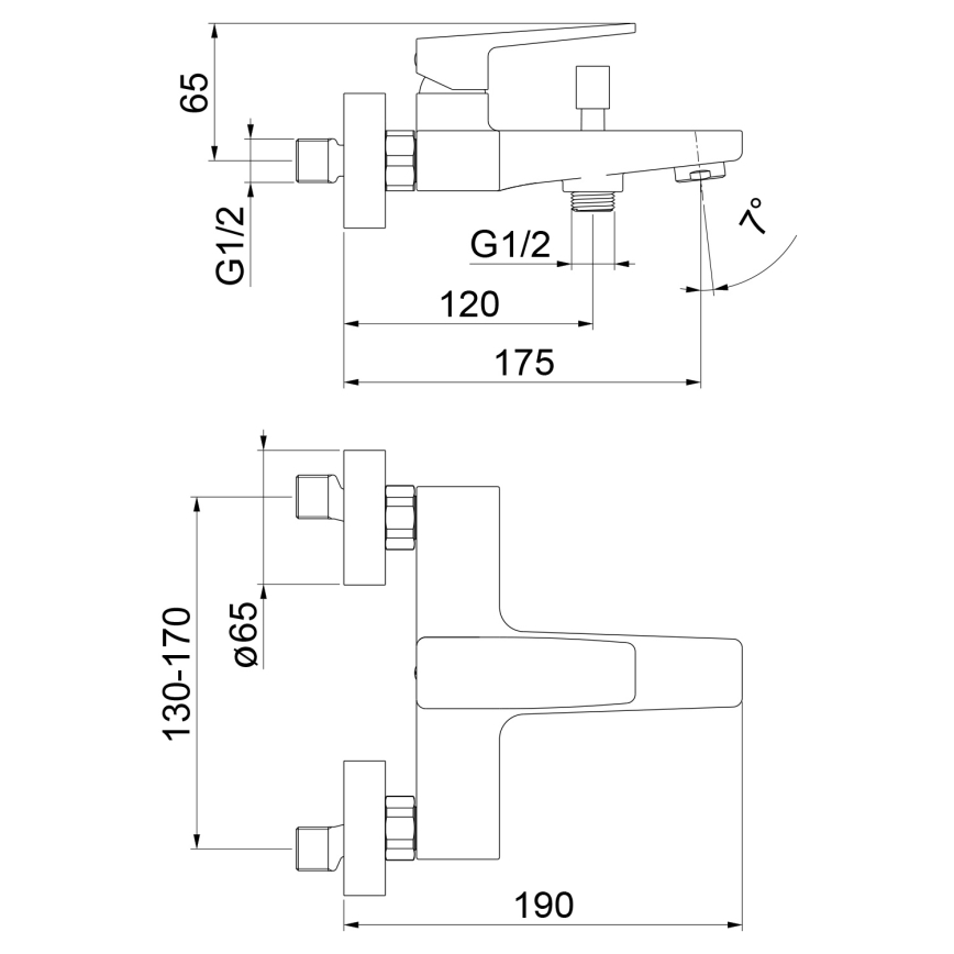 Sapho - Vaňová batéria TURSI matná čierna