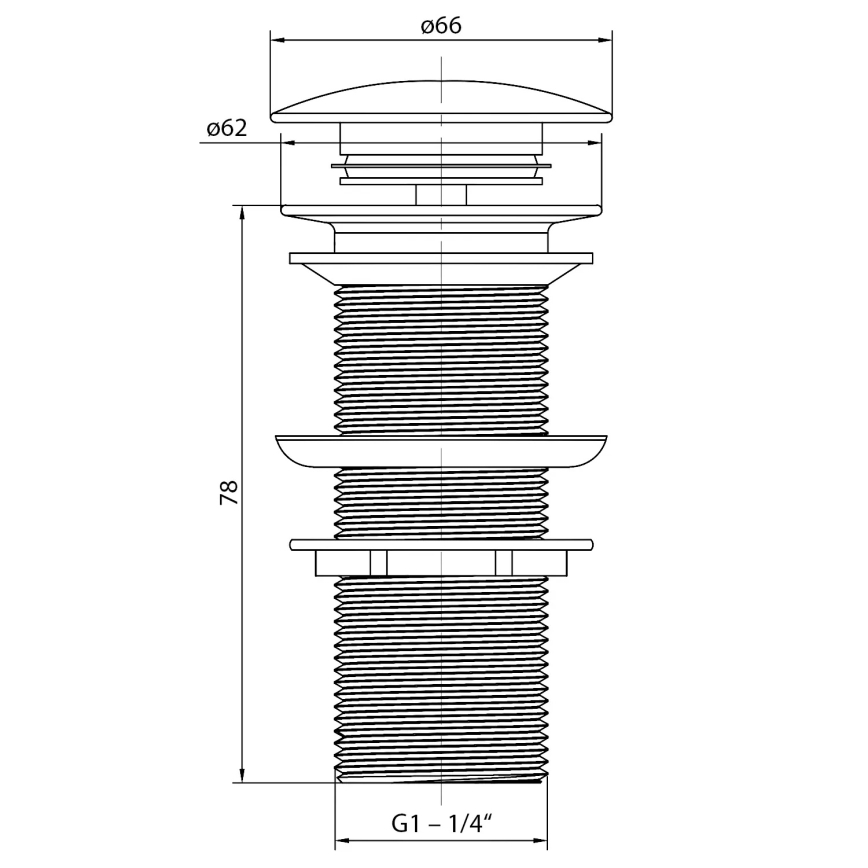 Sapho - Výpusť umývadla BLOK, priemer 6,6 cm, carrata/biela