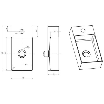 Sapho - Závesné umývadlo AURUM 36,5x18 cm matné medené
