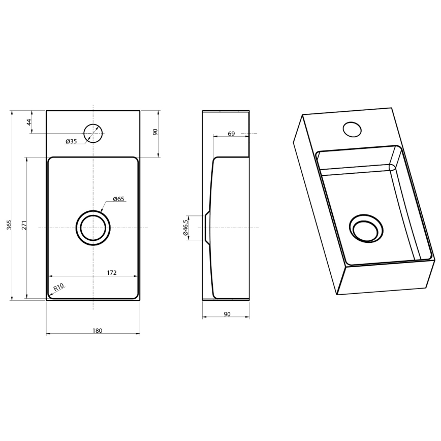 Sapho - Závesné umývadlo AURUM 36,5x18 cm matné medené