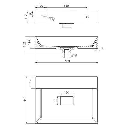 Sapho - Závesné umývadlo GODIVA 58x44 cm mramor/biela