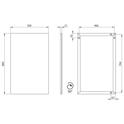 Sapho - Zrkadlo v ráme AROWANA 50x80 matná čierna