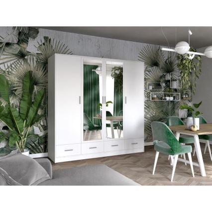Šatní skriňa so zrkadlom SANNA 200x215 cm biela
