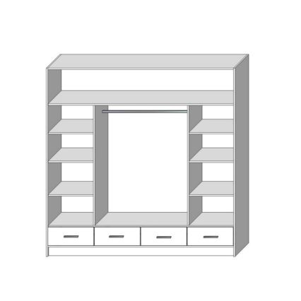 Šatní skriňa so zrkadlom SANNA 200x215 cm biela