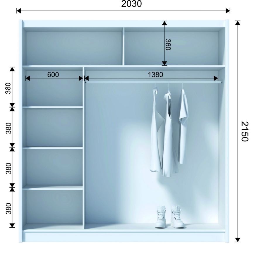 Šatní skriňa s posuvnými dverami SAPHIRA 203x215 cm dub sonoma