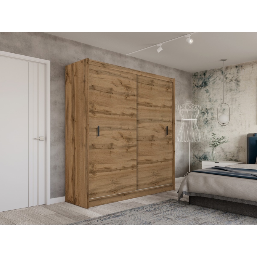 Šatní skriňa s posuvnými dverami SAPHIRA 203x215 cm dub wotan