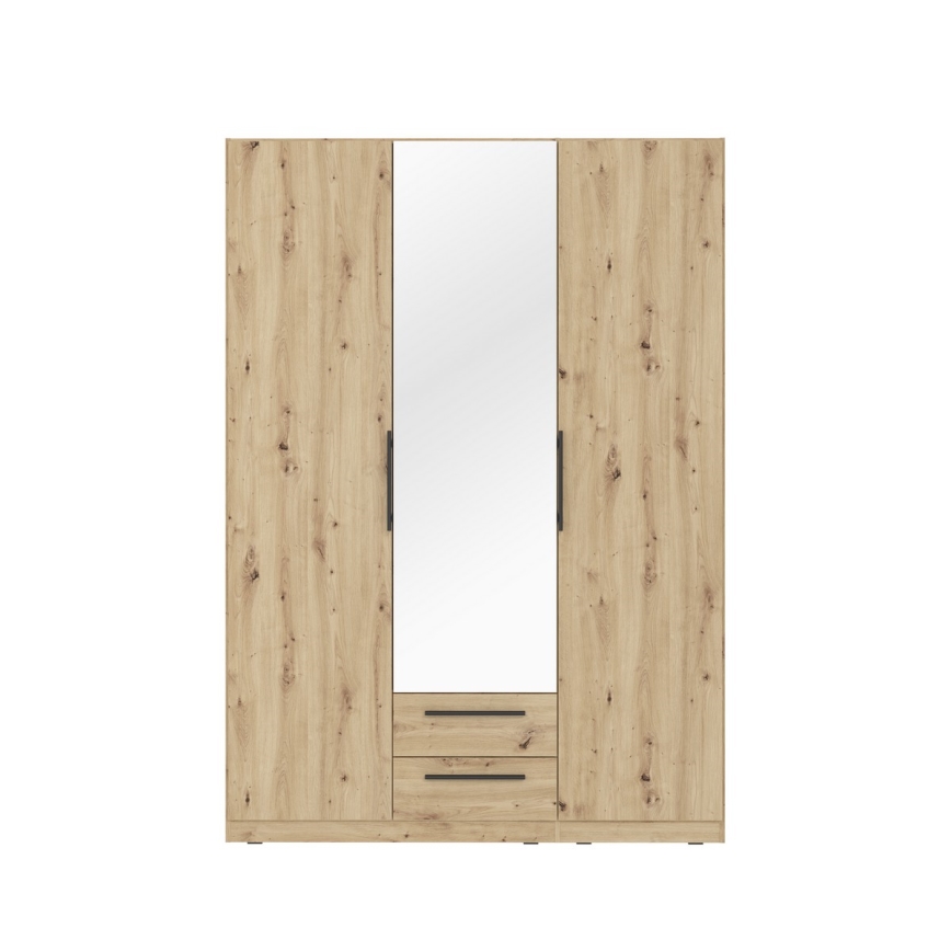 Šatní skriňa so zrkadlom MARO 150 × 213 cm dub Artisan