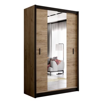 Šatní skriňa so zrkadlom MIRO 150x215 cm dub craft/čierna