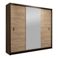 Šatní skriňa so zrkadlom MIRO 203x215 cm dub craft/čierna
