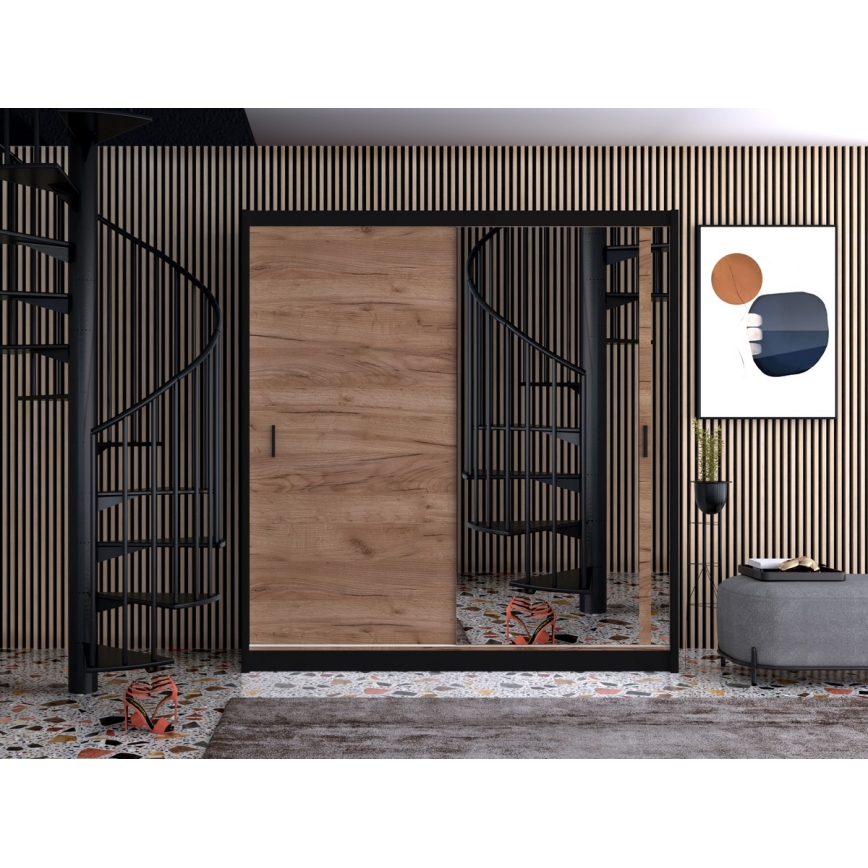 Šatní skriňa so zrkadlom SABRINA 180x215 cm dub craft