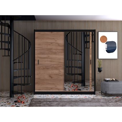 Šatní skriňa so zrkadlom SABRINA 203x215 cm dub craft