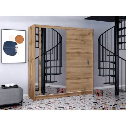 Šatní skriňa so zrkadlom SABRINA 203x215 cm dub woltan