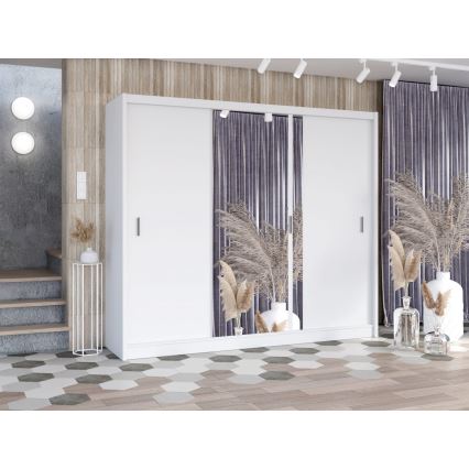 Šatní skriňa so zrkadlom SABRINA 250x215 cm biela