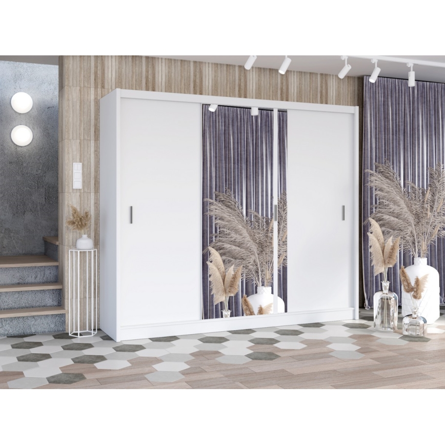 Šatní skriňa so zrkadlom SABRINA 250x215 cm biela