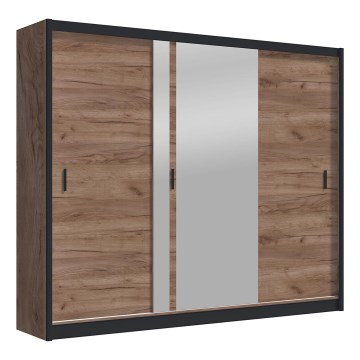 Šatní skriňa so zrkadlom SABRINA 250x215 cm dub craft