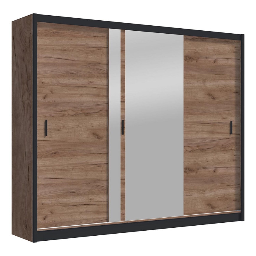 Šatní skriňa so zrkadlom SABRINA 250x215 cm dub craft