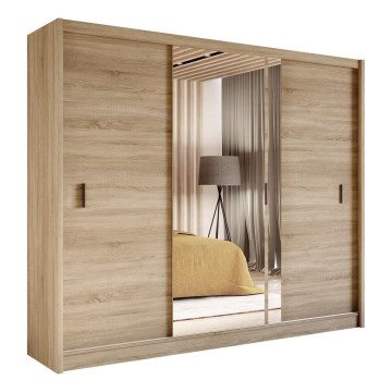 Šatní skriňa so zrkadlom SABRINA 250x215 cm dub sonoma