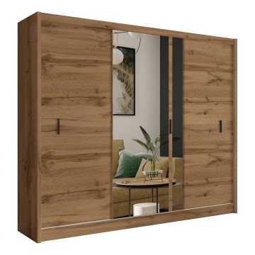 Šatní skriňa so zrkadlom SABRINA 250x215 cm dub woltan