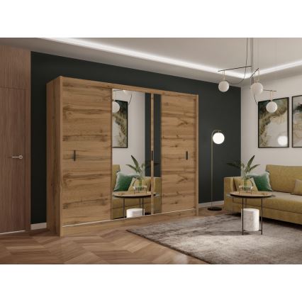 Šatní skriňa so zrkadlom SABRINA 250x215 cm dub woltan