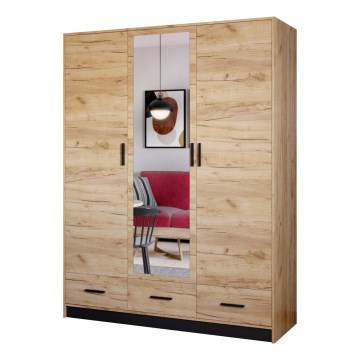 Šatní skriňa so zrkadlom SANNA 150x215 cm dub craft