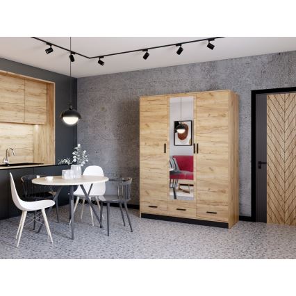 Šatní skriňa so zrkadlom SANNA 150x215 cm dub craft